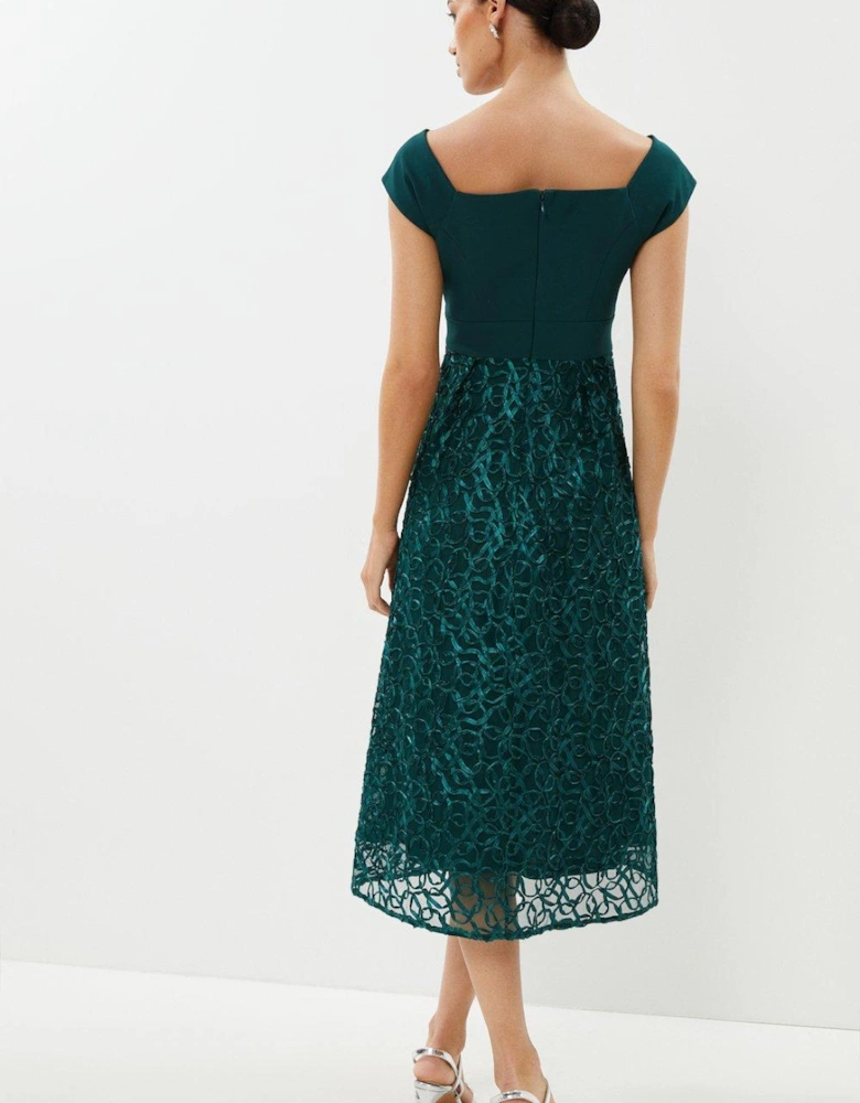 Petite Embroidered Midi Dress