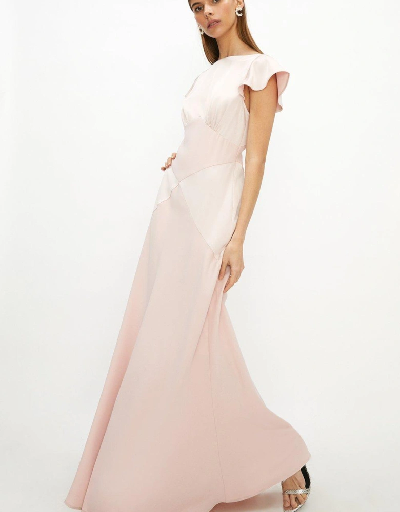 Satin Mix Seamed Maxi Dress