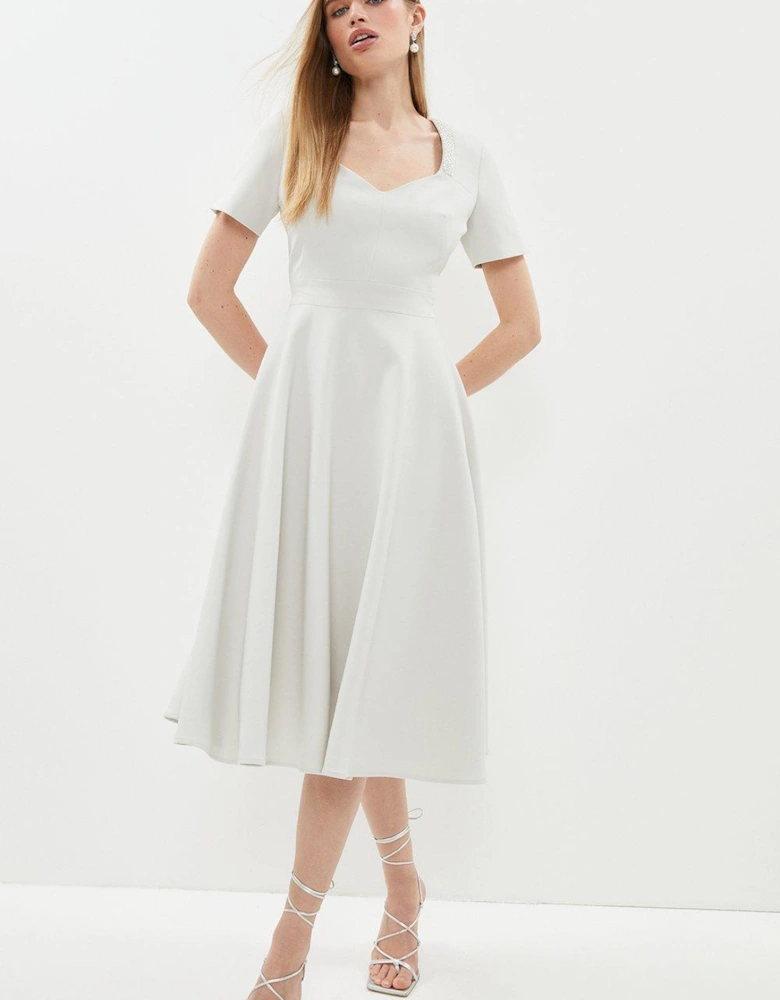 Premium Panelled Full Skirt Embellished Midi Dress