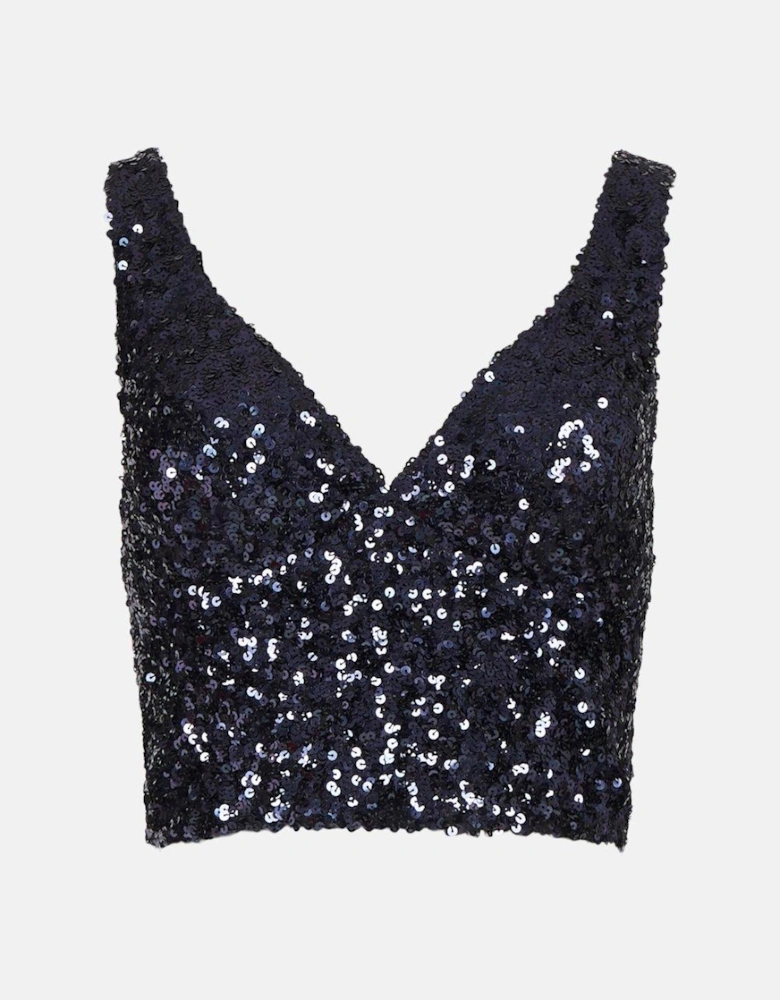 Sequin V Neck Bustier Top