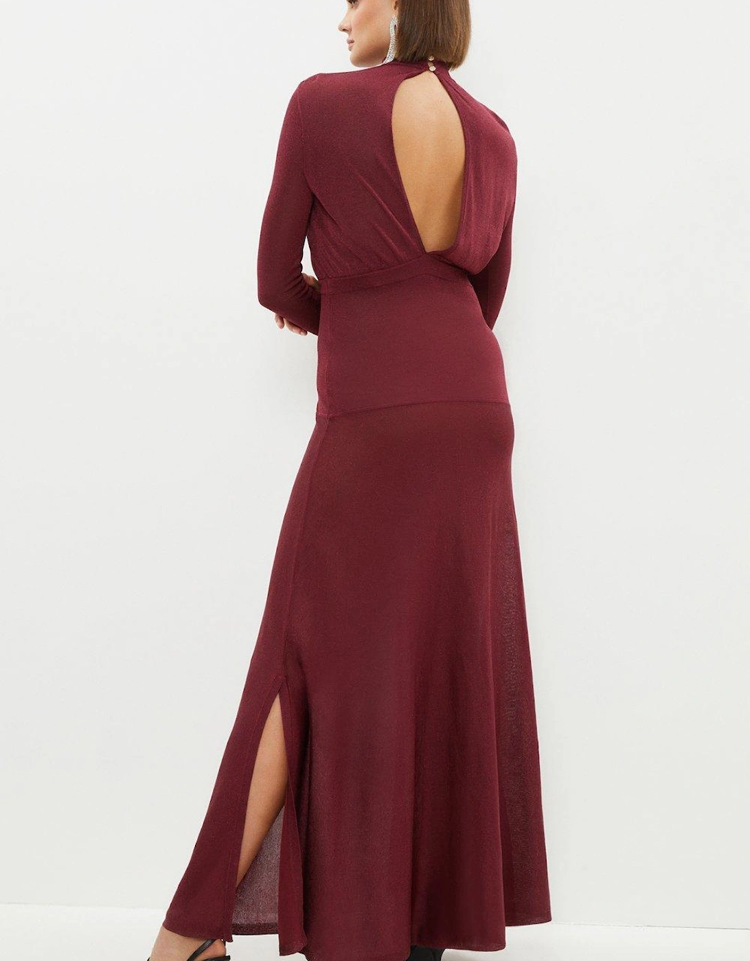 Sparkle Knit Sheer Detailing Maxi Dress