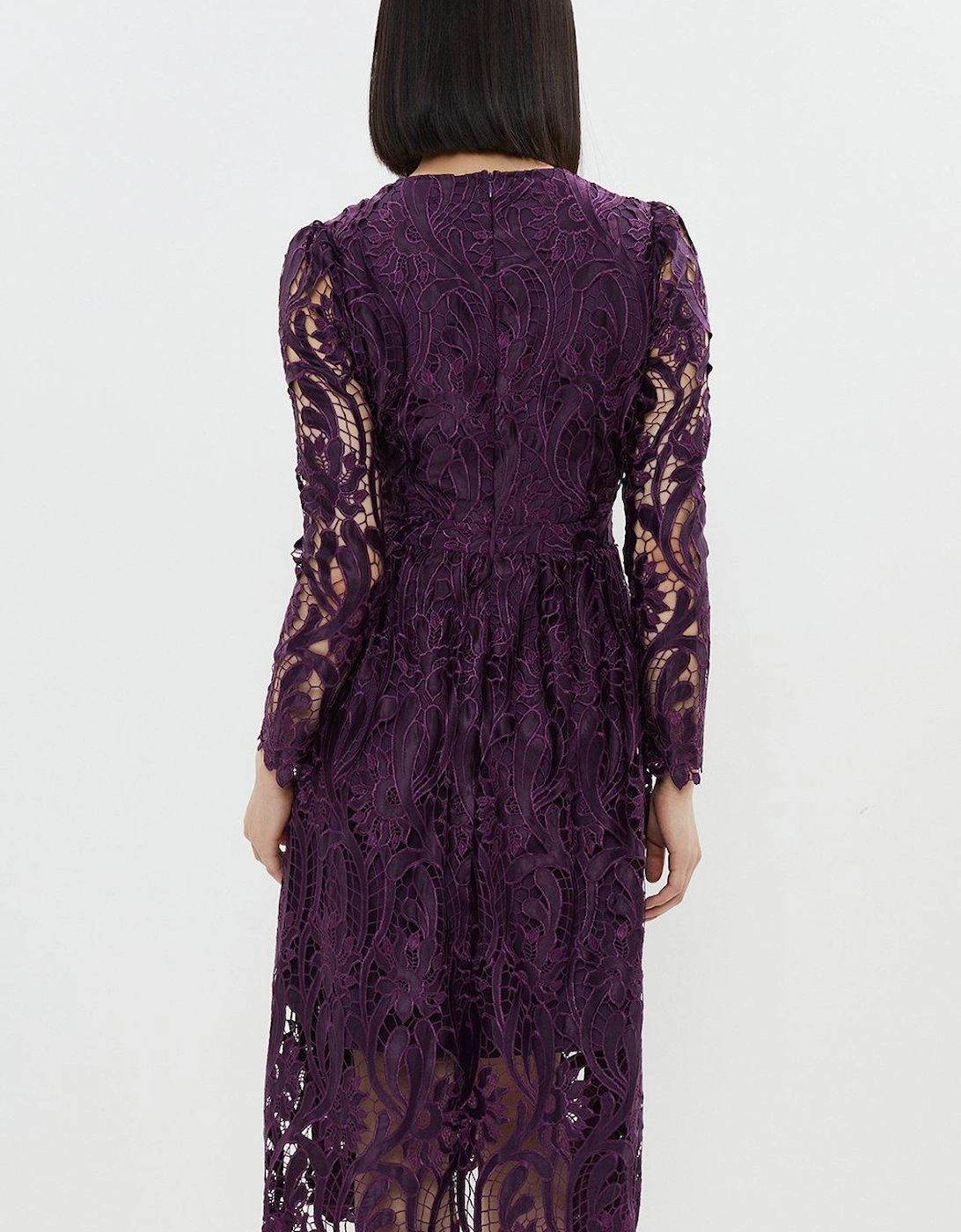 Long Sleeve Premium Lace Midi Dress