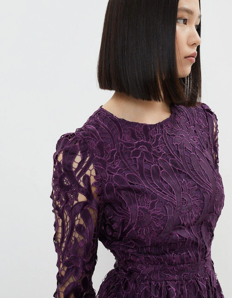 Long Sleeve Premium Lace Midi Dress