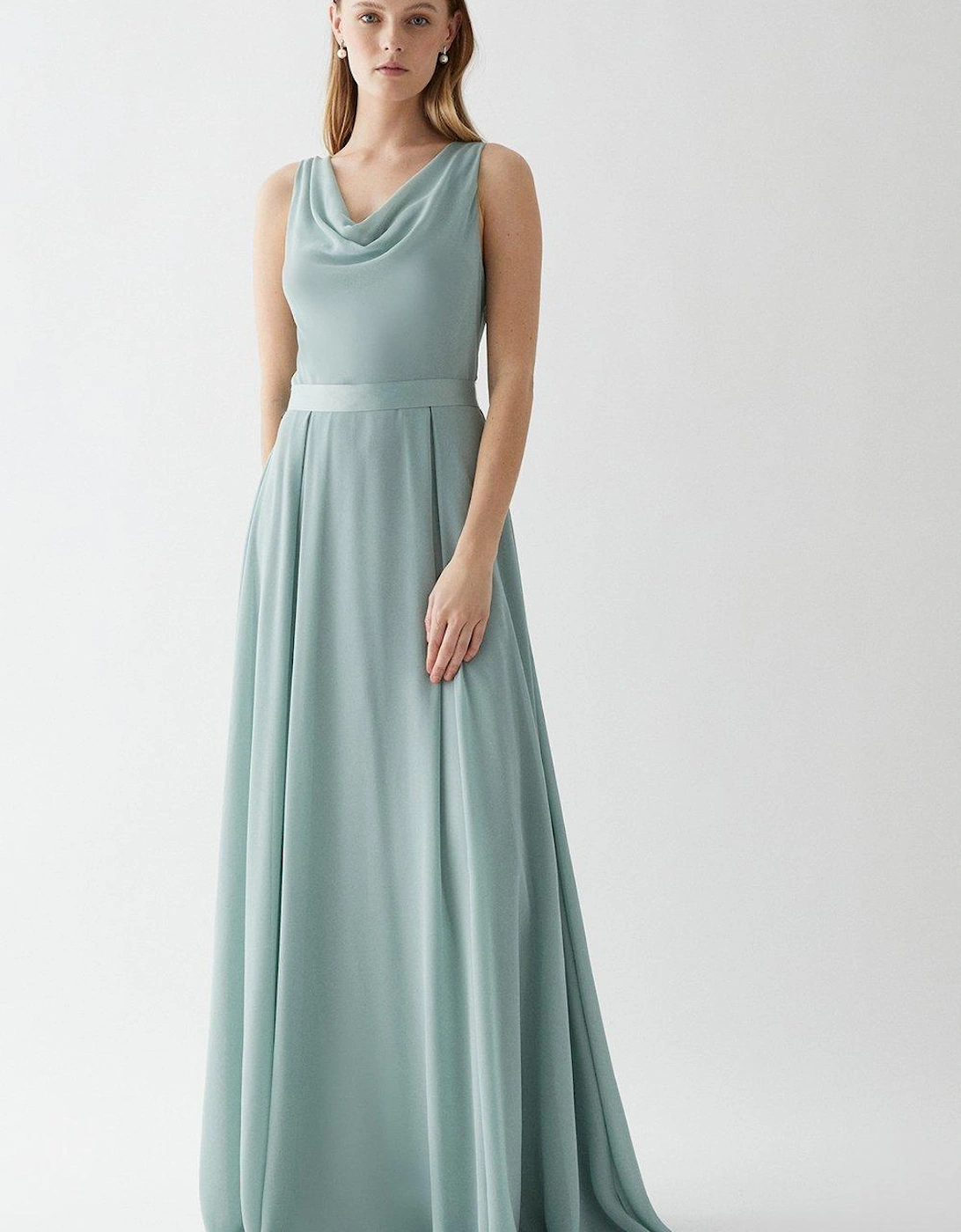 Georgette Cowl Bridesmaid Maxi Dress With Removable Belt, 5 of 4