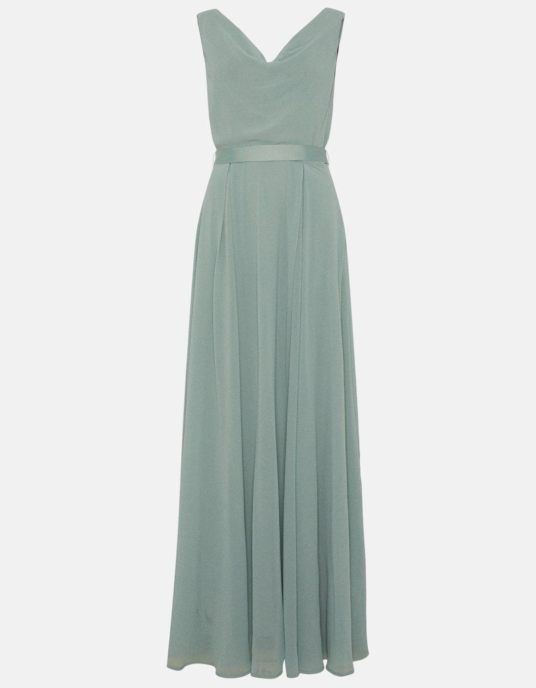 Georgette Cowl Bridesmaid Maxi Dress With Removable Belt