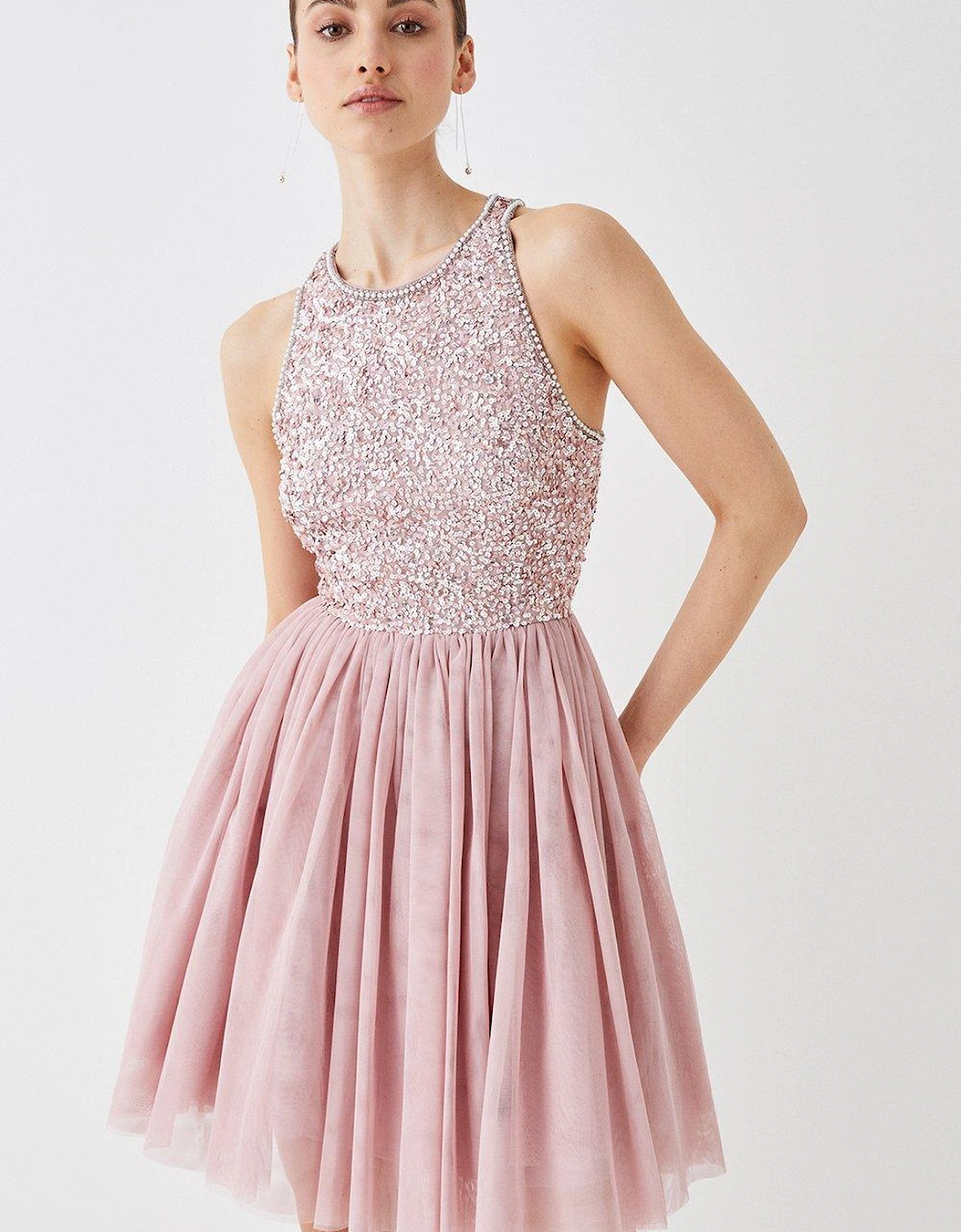 Mini Tulle Skirt Embellished Bodice Prom Dress, 5 of 4