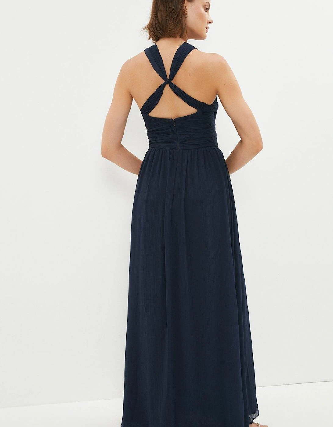 Cross Back Crinkle Chiffon Maxi Dress