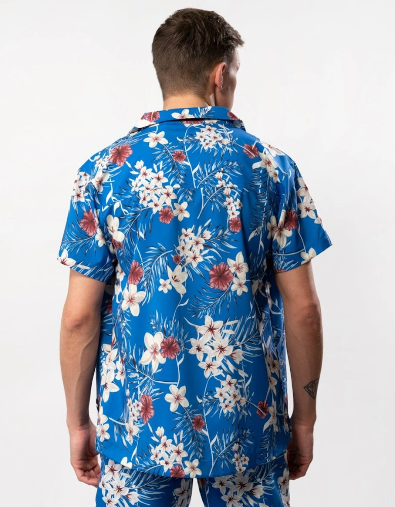 Orange Mens Short Sleeve Tropical Print Beach Shirt
