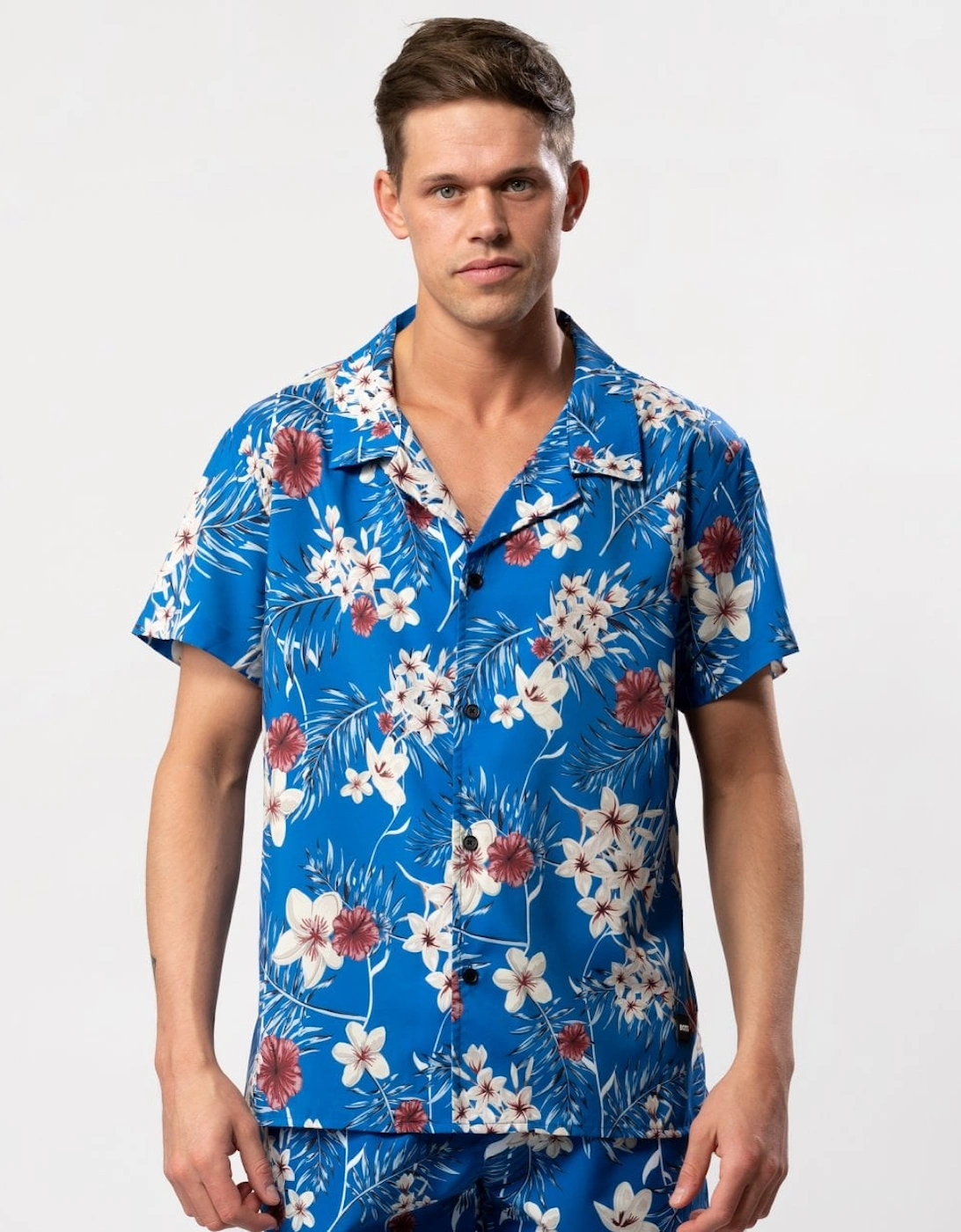Orange Mens Short Sleeve Tropical Print Beach Shirt, 5 of 4