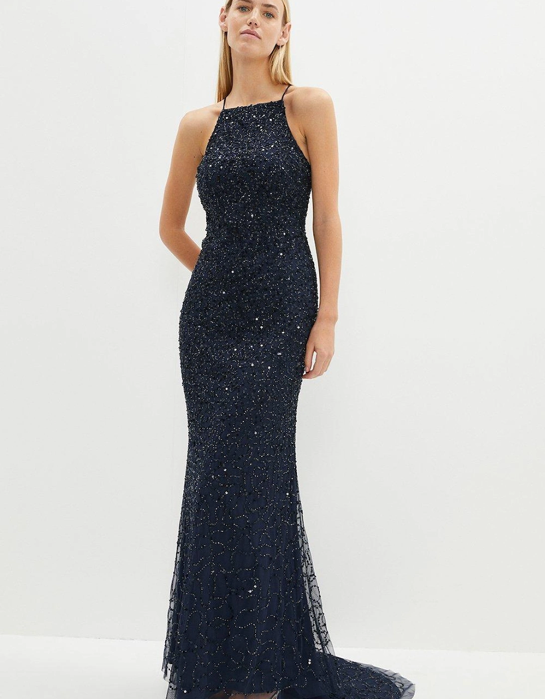 Lace Up Back Sequin Maxi Dress, 6 of 5