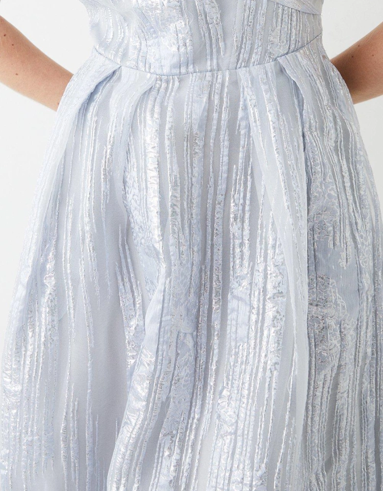 Organza Jacquard Bardot Midi Dress