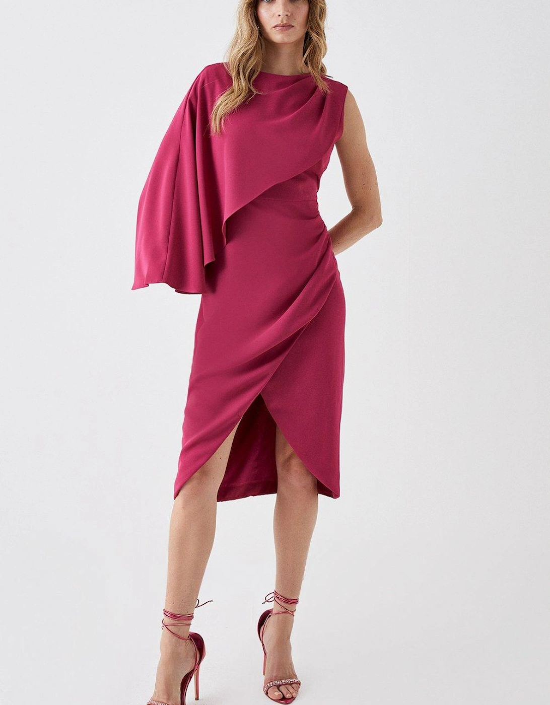 Asymmetric Cape Wrap Skirt Dress, 5 of 4