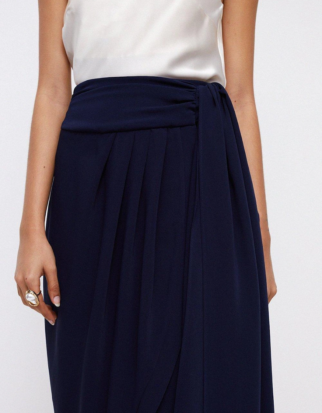 Wrap Drape Midi Skirt