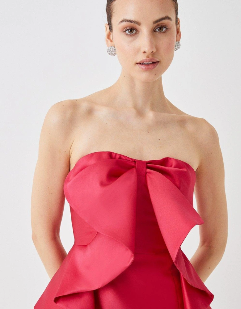 Twill Pencil Dress With Bow Front