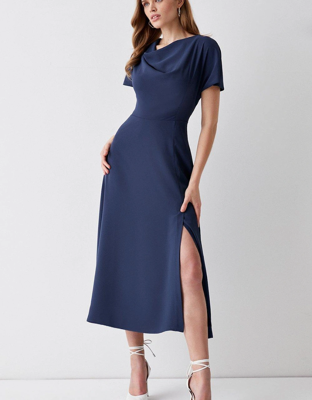 Midi Dress With High Neck & Flare Skirt, 5 of 4