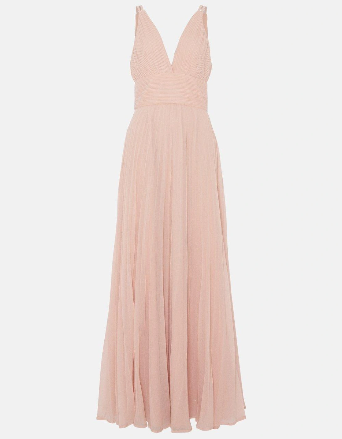 Double Strap Pleated Skirt Maxi Dress