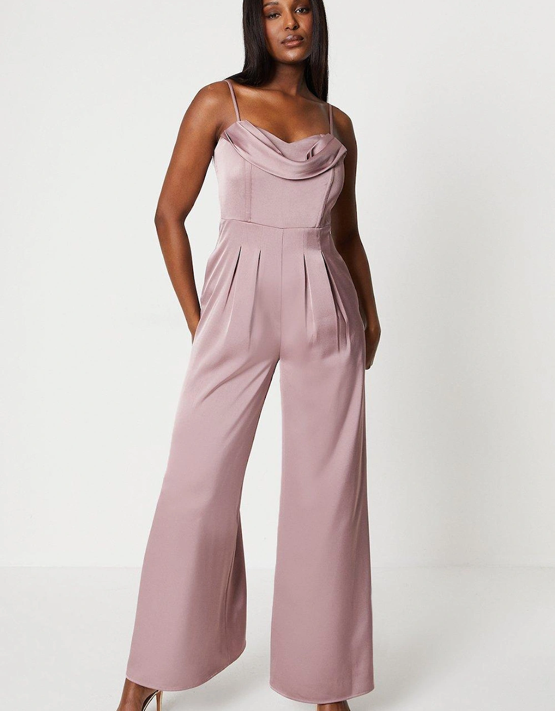 Draped Corset Bodice Satin Jumpsuit, 6 of 5