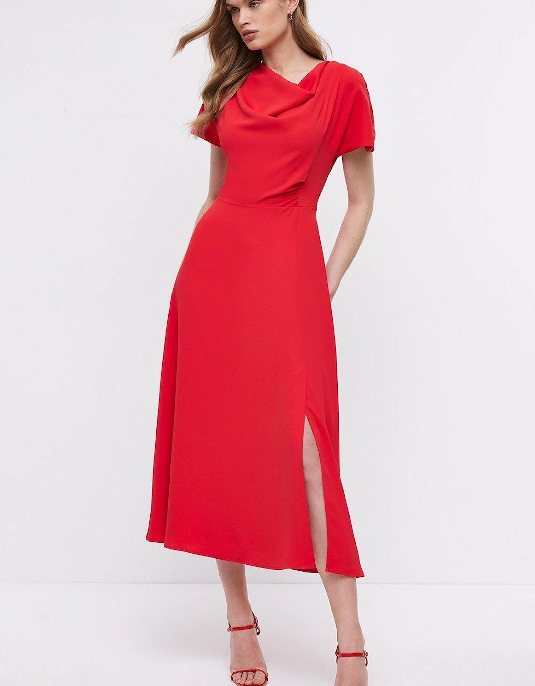 Midi Dress With High Neck & Flare Skirt, 6 of 5