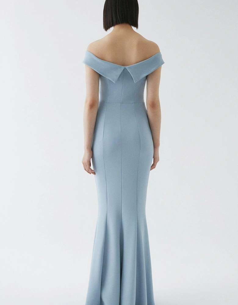 Sculpting Crepe Bardot Fishtail Bridesmaids Maxi Dress