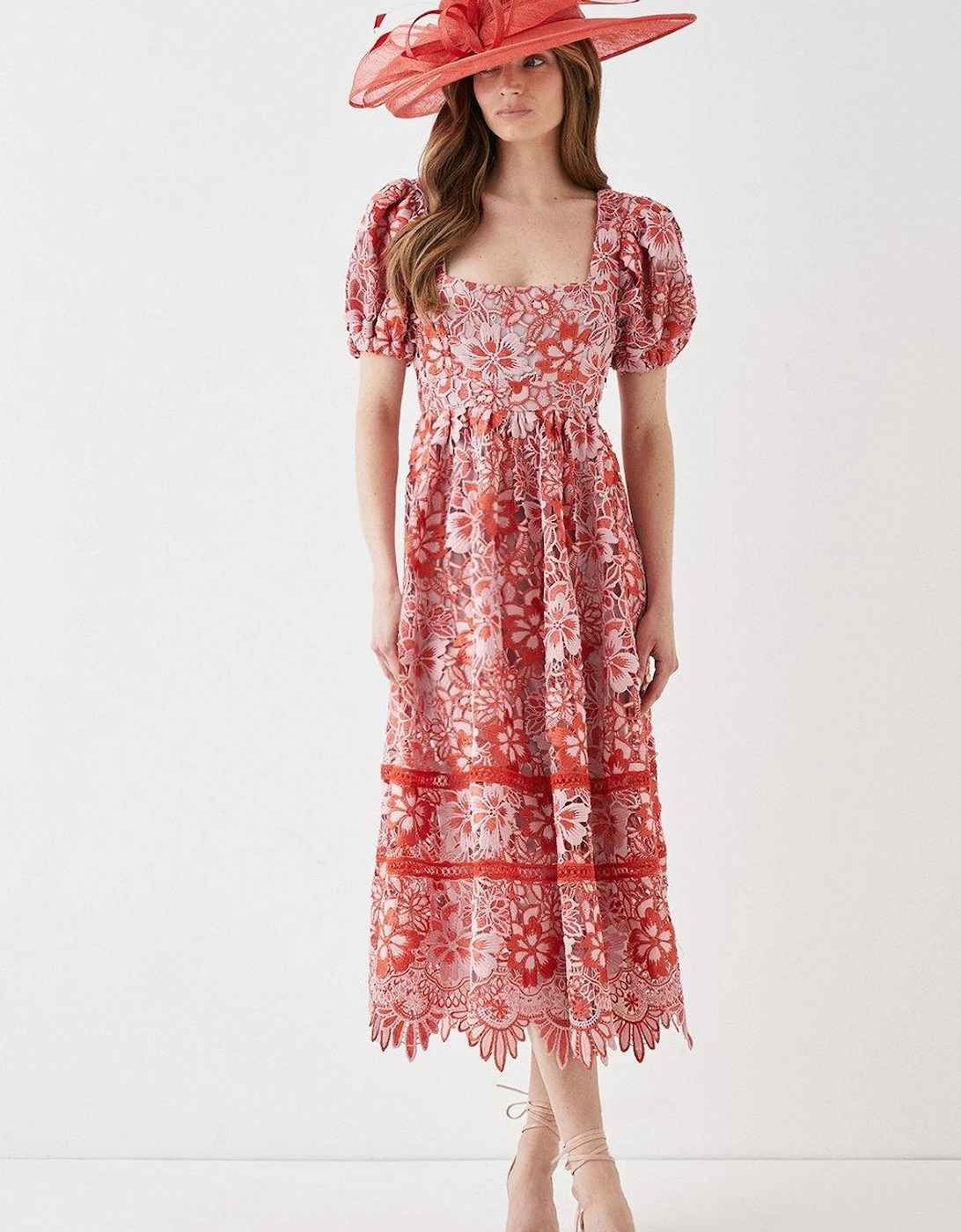 Square Neck Lace Dress With Puff Sleeve, 5 of 4