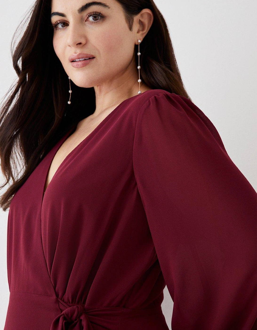 Plus Size Hem Sweep Maxi Wrap Dress