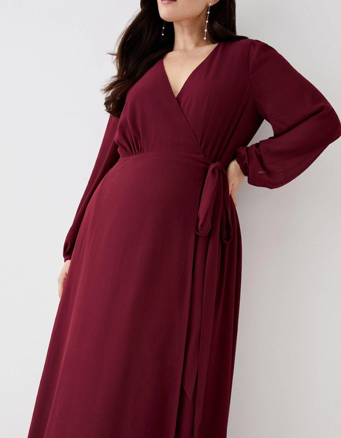 Plus Size Hem Sweep Maxi Wrap Dress