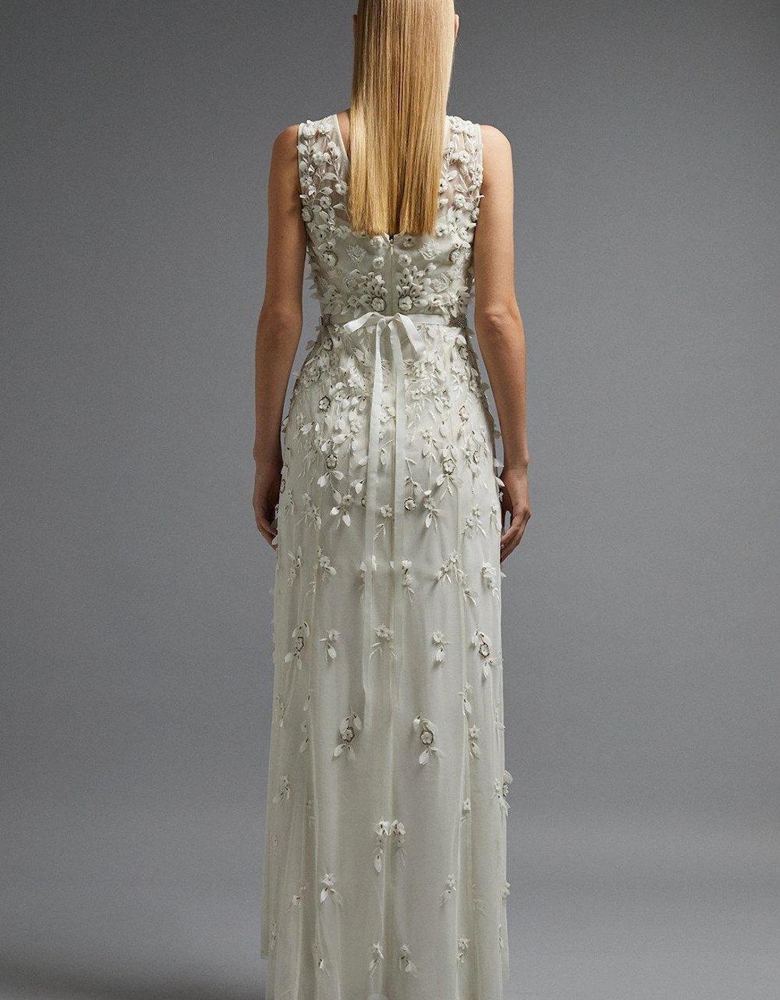 3d Embroidered Maxi Dress