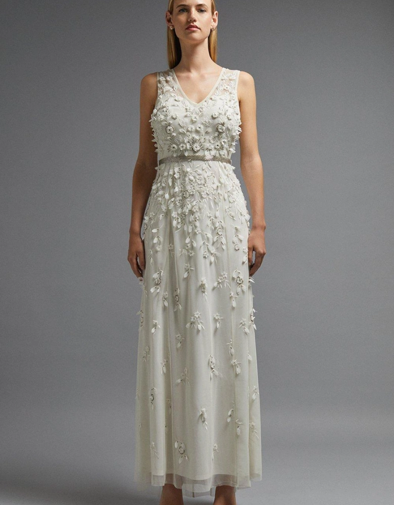3d Embroidered Maxi Dress