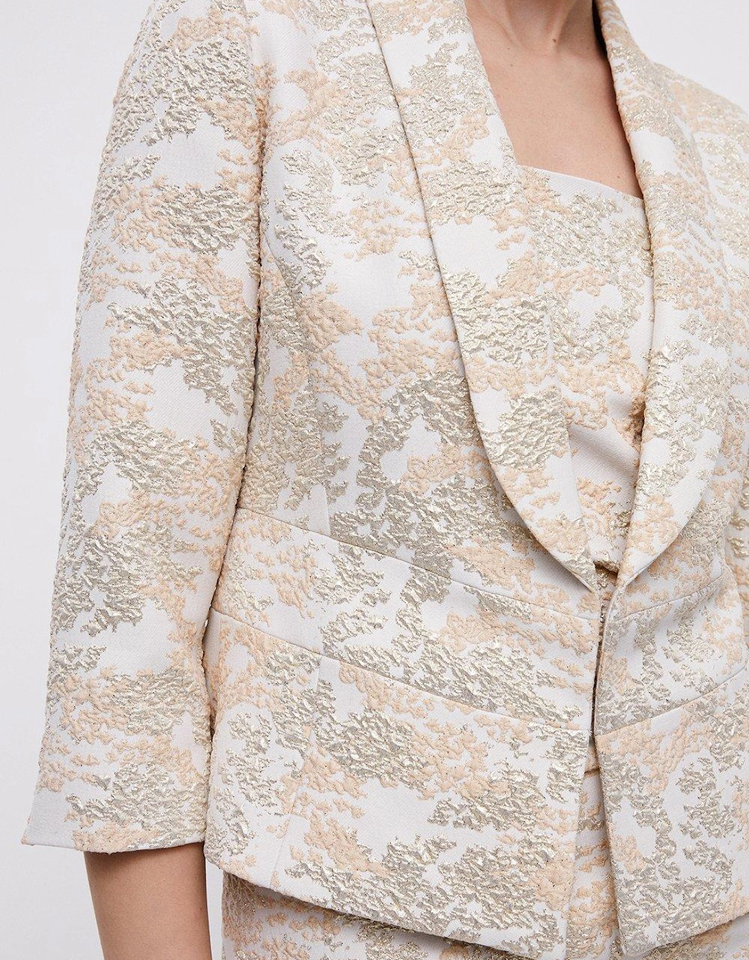 Premium Stetch Jacquard Peplum Hem Cropped Jacket