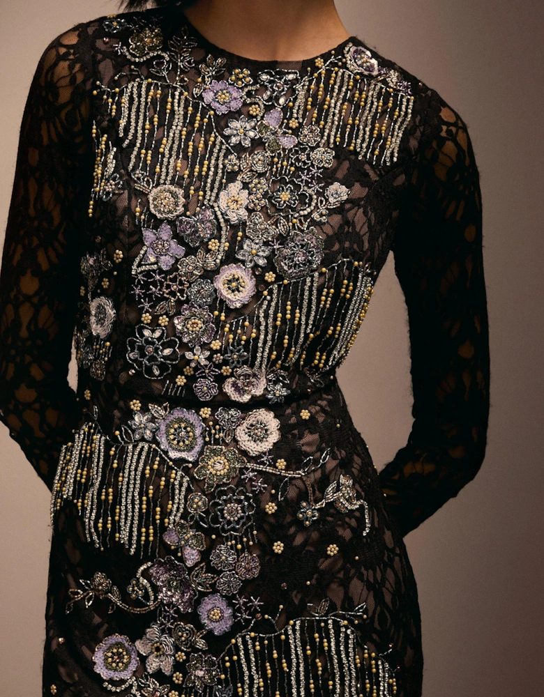 Julie Kuyath Lace Mini Dress With Embellishment