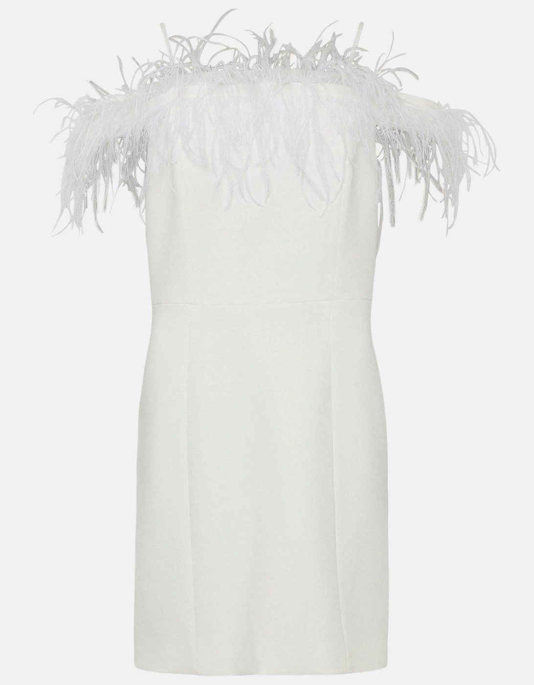 Feather Trim Bardot Mini Dress