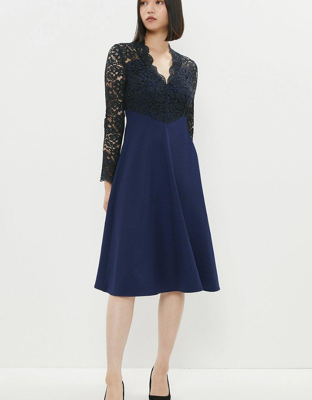Premium Lace Top Full Skirt Midi Dress, 5 of 4