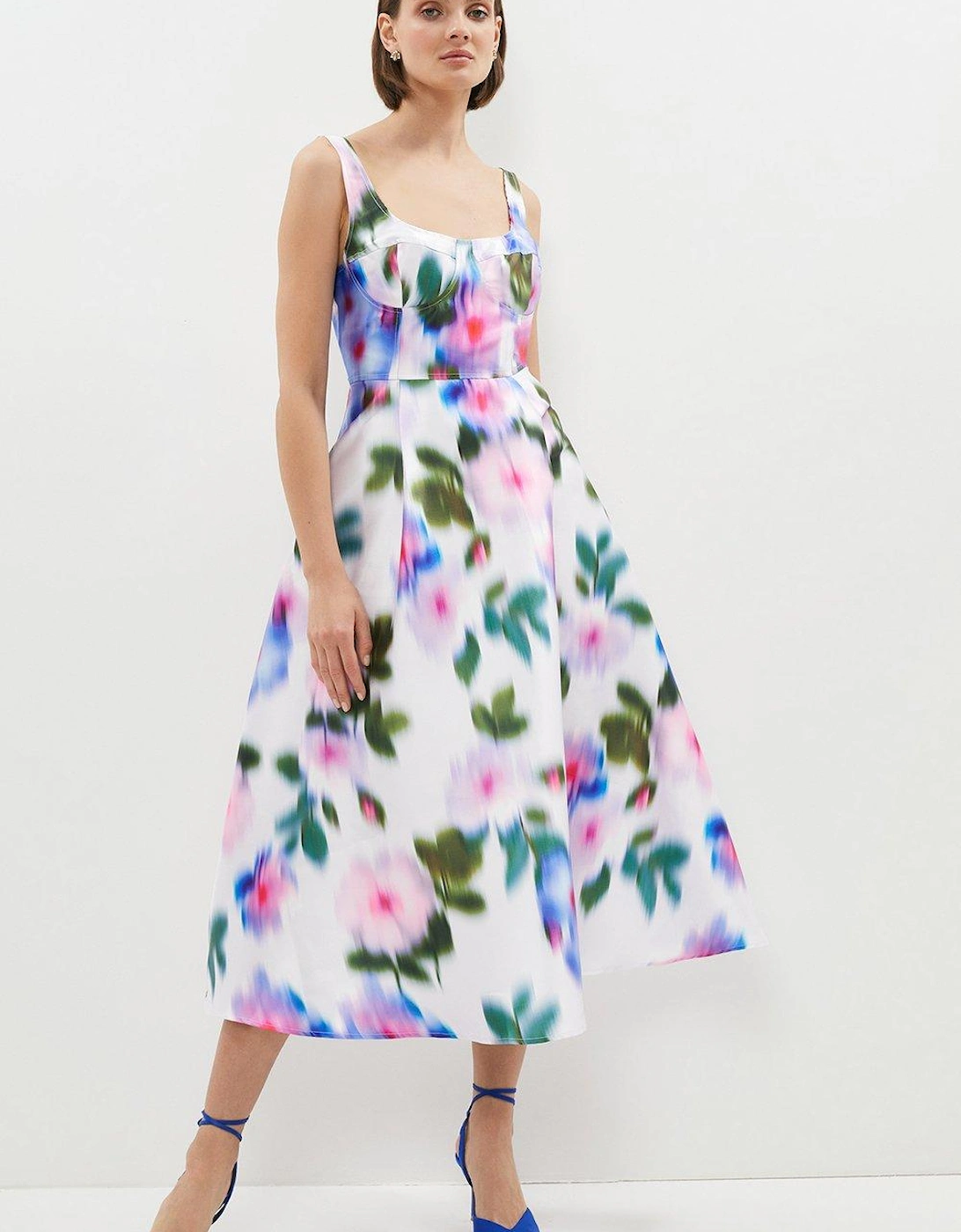 Printed Fitted Bodice Full Midi Dress, 5 of 4