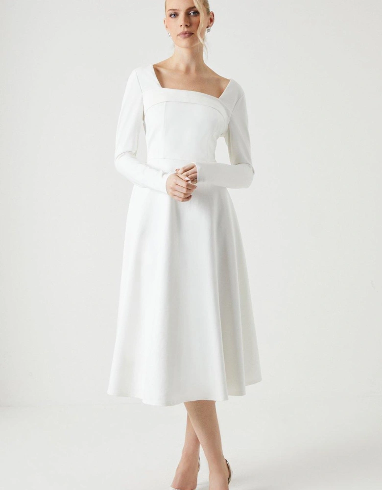 Cowl Front Fit And Flare Ponte Wedding Dress