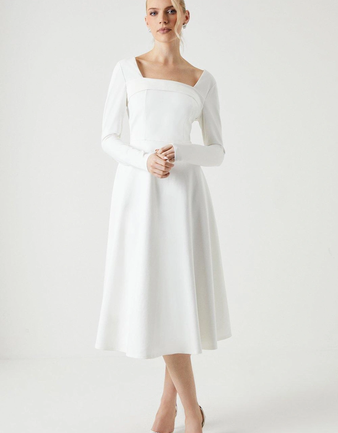 Cowl Front Fit And Flare Ponte Wedding Dress, 6 of 5