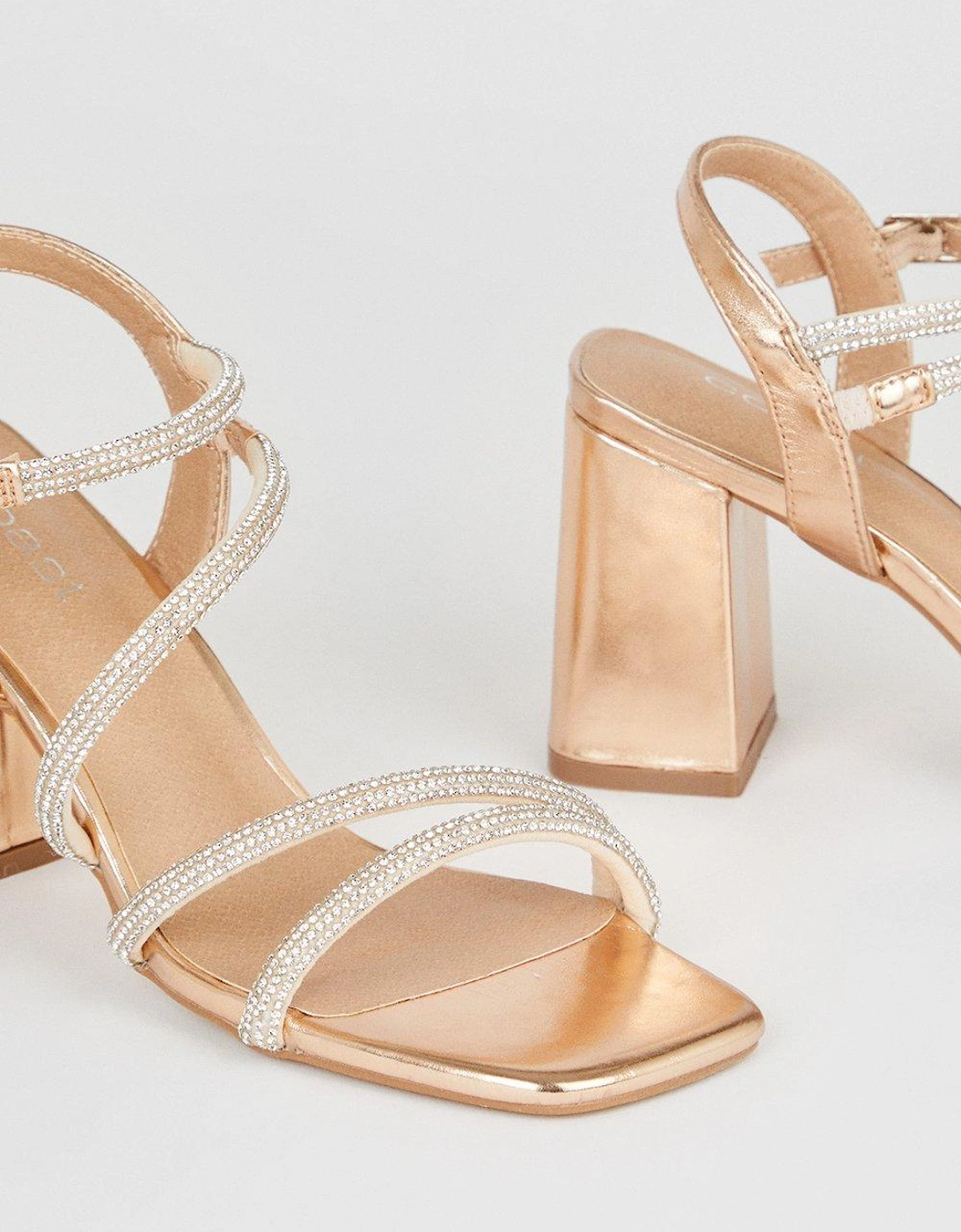Tasha Diamante Triple Strap Heeled Sandals