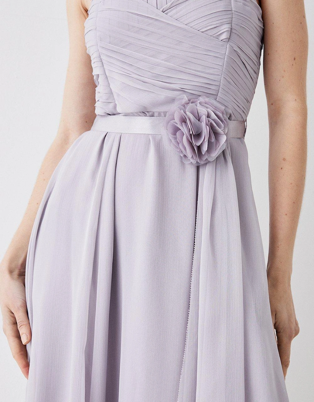 Corsage Detail Chiffon Bridesmaids Midi Dress