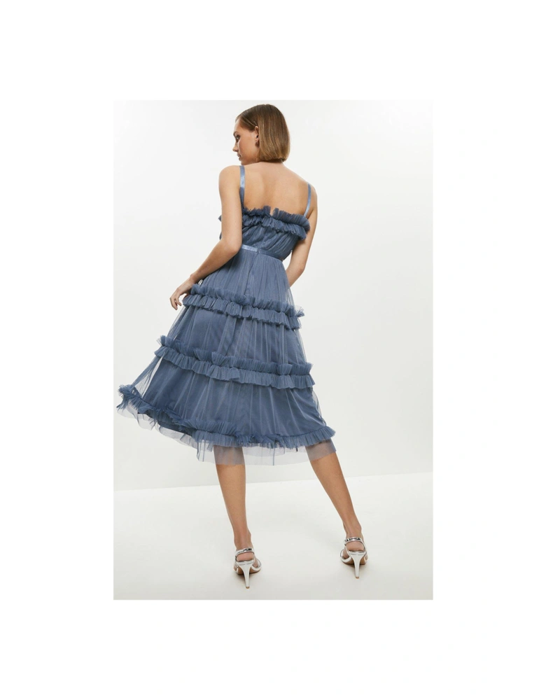 Petite Tiered Ruffle Skirt Midi Dress