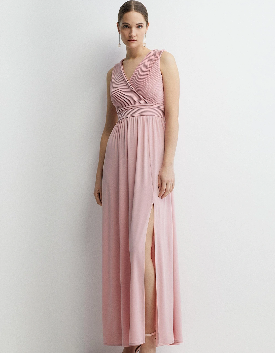 Petite Micro Pleat Bodice Hem Sweep Jersey Bridesmaids Maxi Dress, 5 of 4