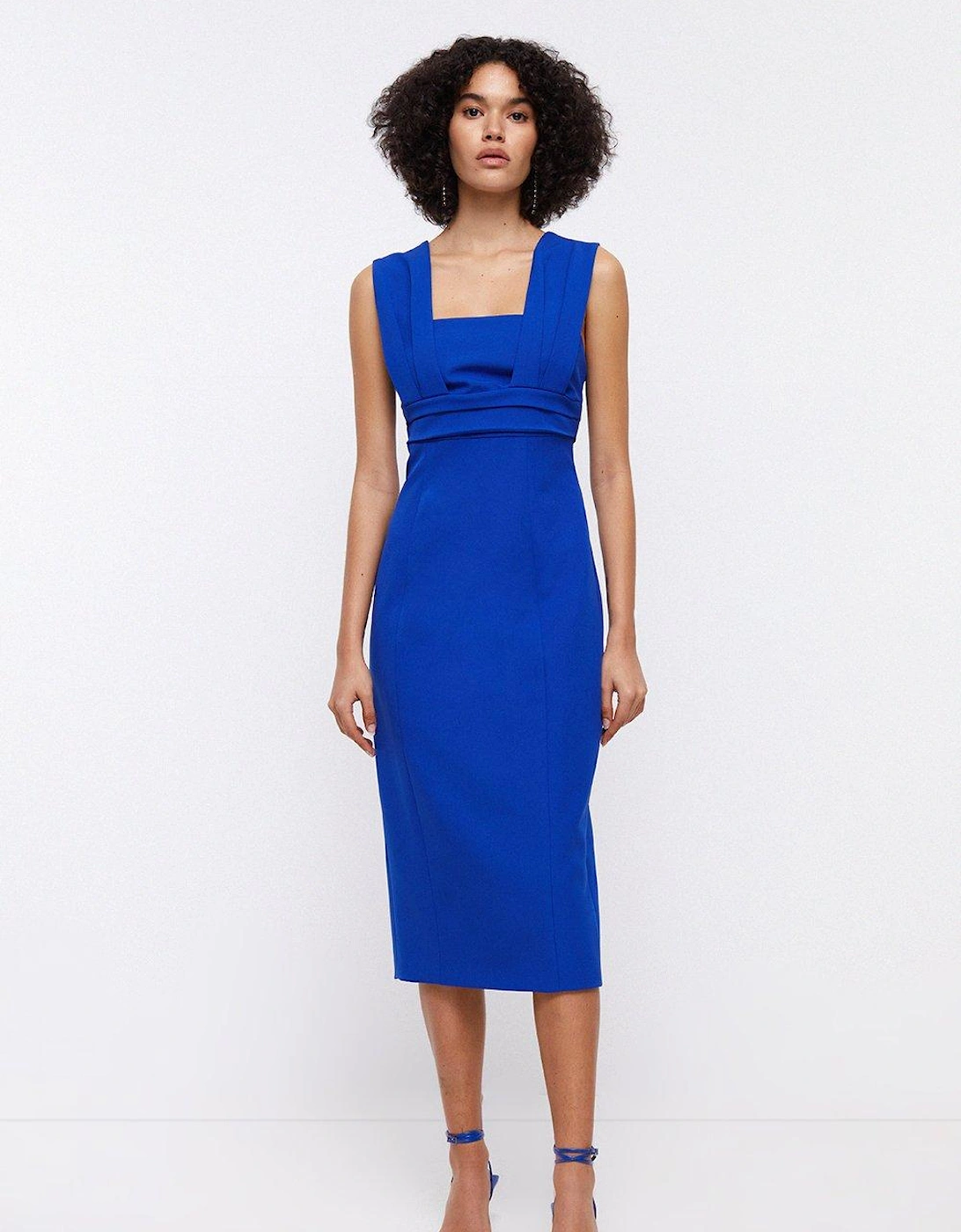 Pleated Strap And Waist Detail Pencil Dress, 5 of 4