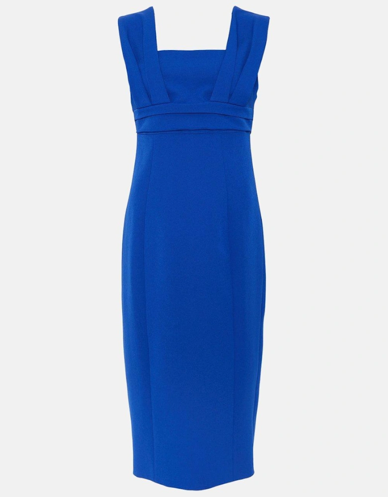 Pleated Strap And Waist Detail Pencil Dress