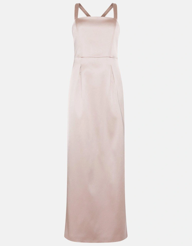 Bow Detail Cross Strap Column Maxi Dress