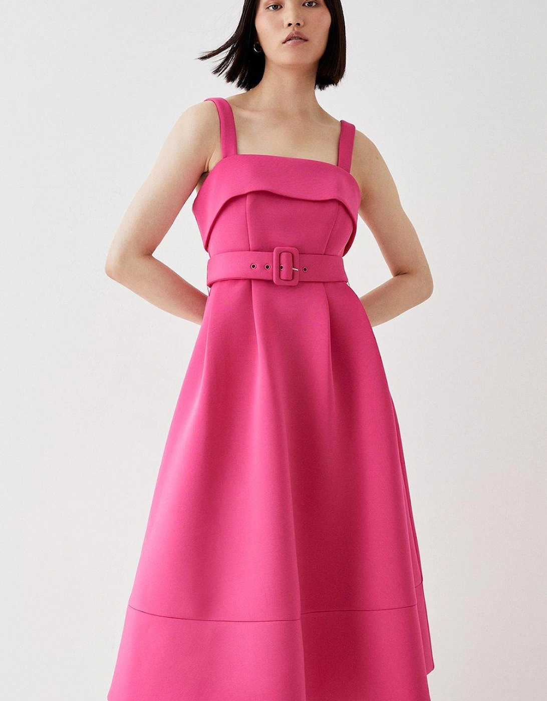 Cami Top Full Skirt Scuba Midi Dress, 4 of 3