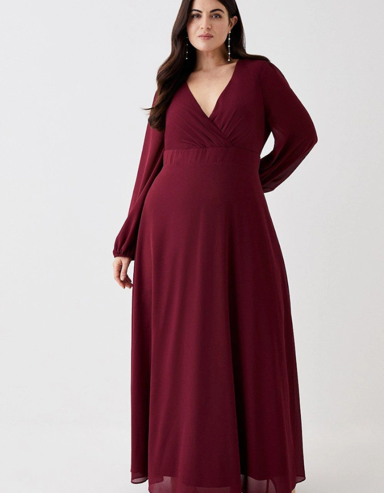 Plus Size Plunge Neck Hem Sweep Maxi Dress