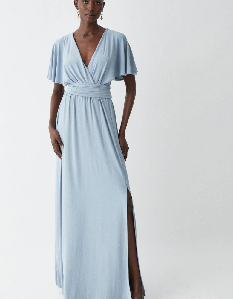 Cape Detail Slinky Jersey Bridesmaids Maxi Dress