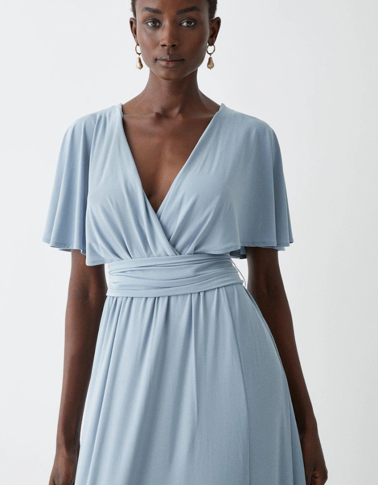 Cape Detail Slinky Jersey Bridesmaids Maxi Dress