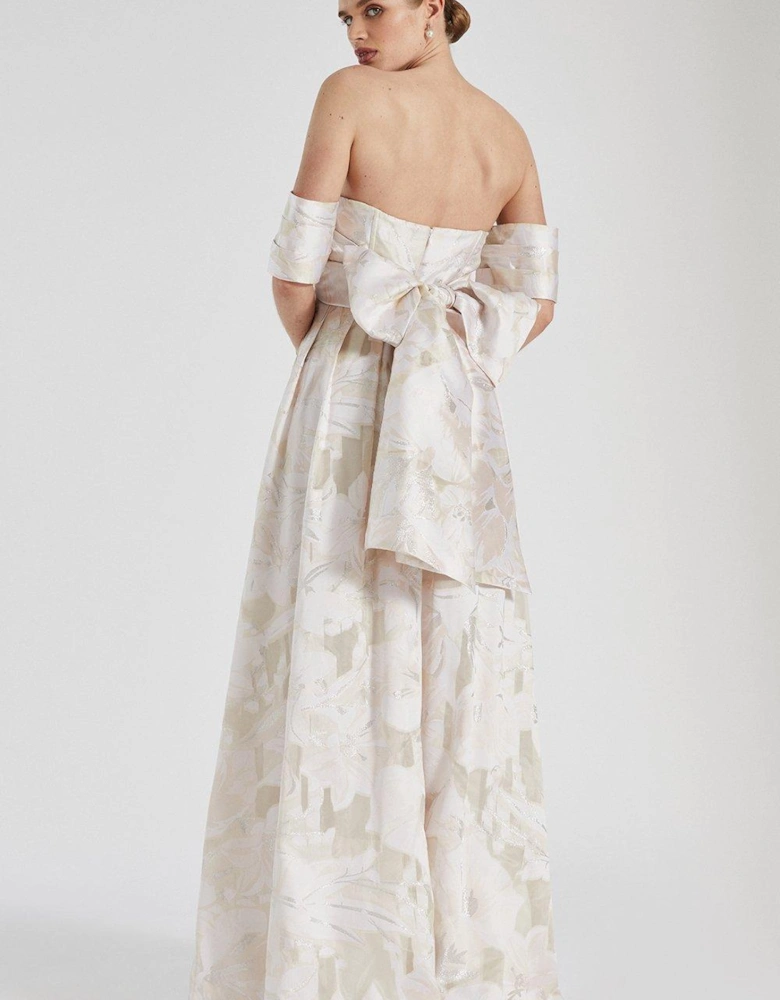 RSN Inspired Organza Jacquard Bardot Dress