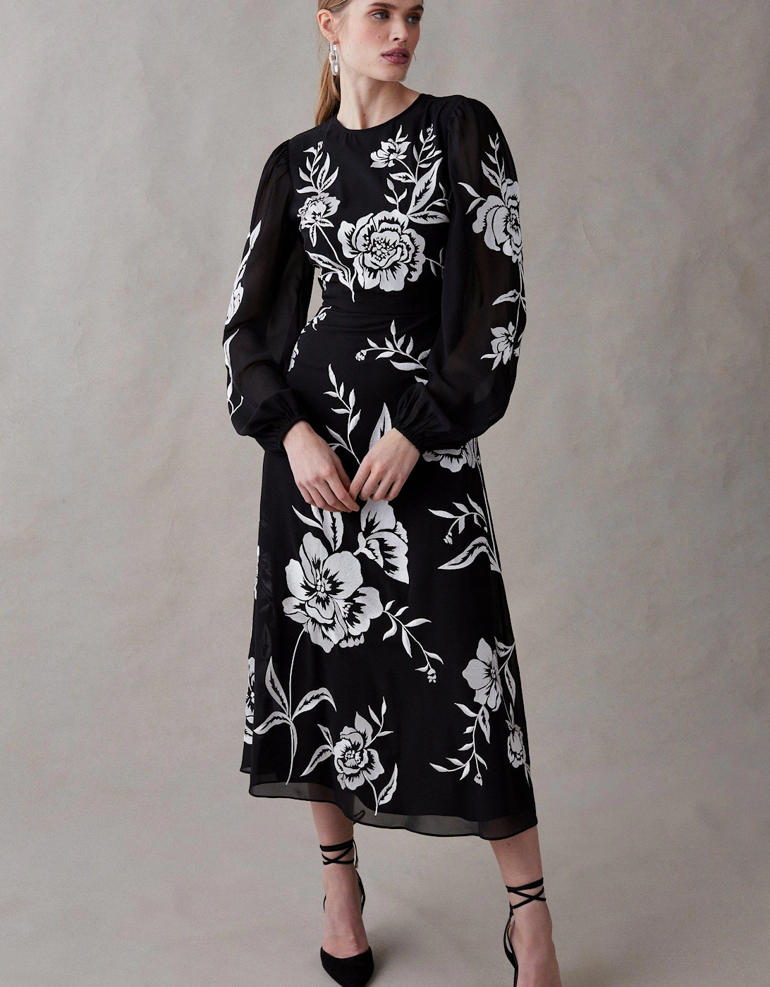 Blooming Marigold Embroidered Midi Dress, 6 of 5