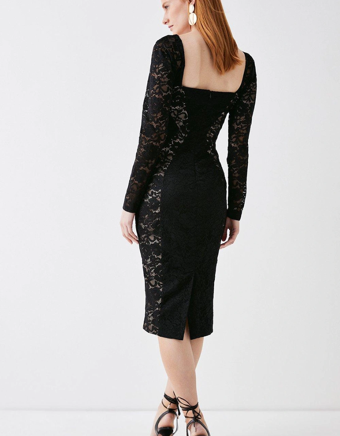 Lace Bodycon Dress With Seams