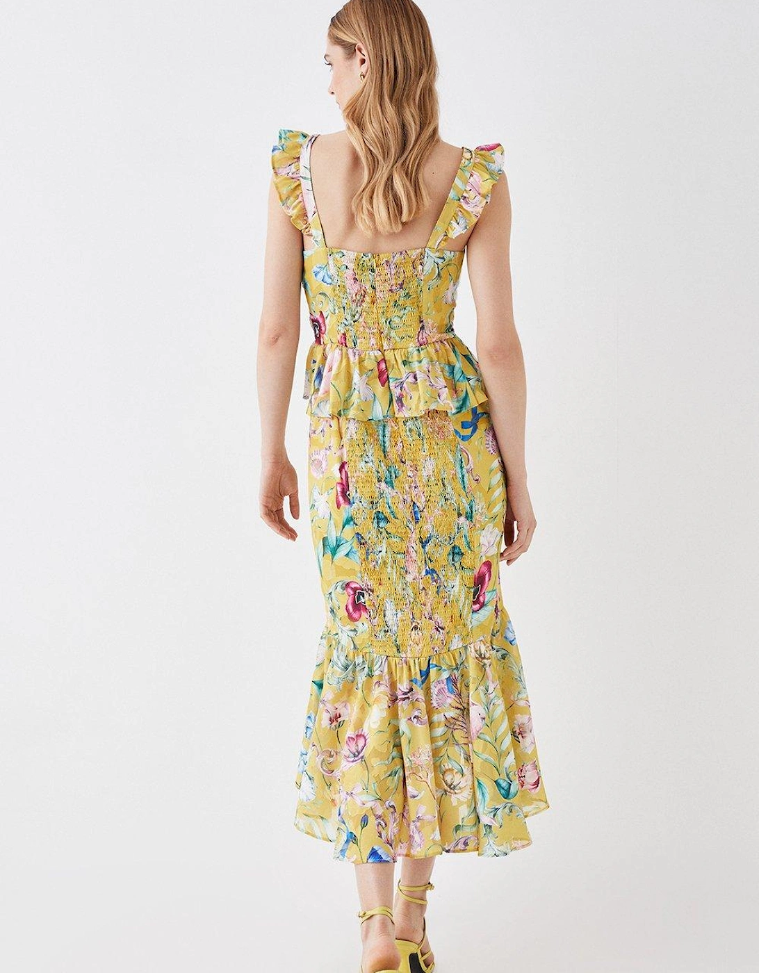 The Collector Twist Front Georgette Jacquard Midi Dress